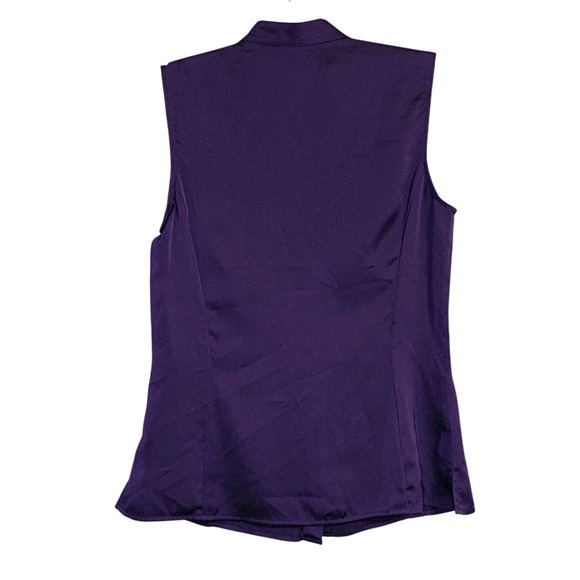 Alex Marie Ruffle Blouse Sleeveless Button Down Top Elegant Eggplant Purple S - Picture 3 of 10